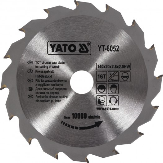 YATO YT-6052 TCT CIRCULAR SAW FOR WOOD CUTTING Knife 140X16X20 mm